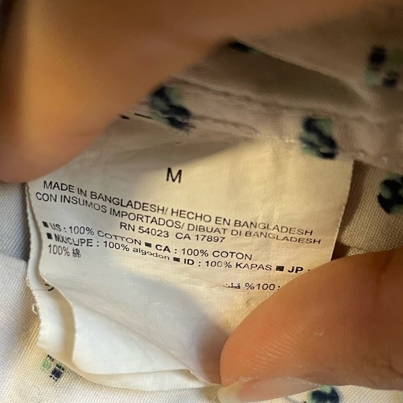 Old Navy White w Stitched Print Long Sleeve Button Up Shirt - Picture 8 of 9